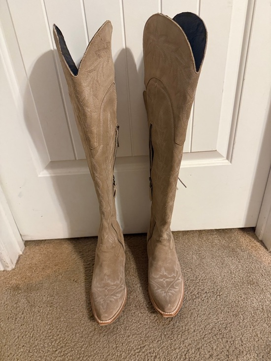 Lane boots Shoes - Over-the-Knee Suede Western Boots in Taupe